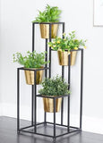 4 Tier Square Planter 
Stand With Pots