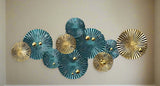 Teal golden multicolored Designer Metal Wall Art