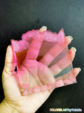 PINK ROSE QUARTZ SEMI PRECIOUS STONE GEODE COASTERS - Set of 6