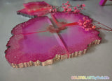 PINK ROSE QUARTZ SEMI PRECIOUS STONE GEODE COASTERS - Set of 6