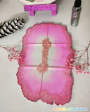 PINK ROSE QUARTZ SEMI PRECIOUS STONE GEODE COASTERS - Set of 6